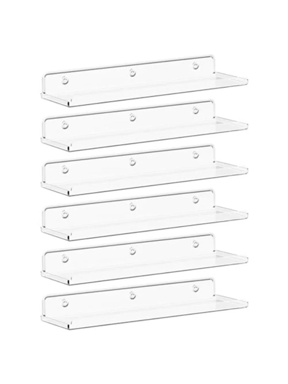 Pack of 6 Decor Display Rack Floating Shelves Acrylic Wall Organizer